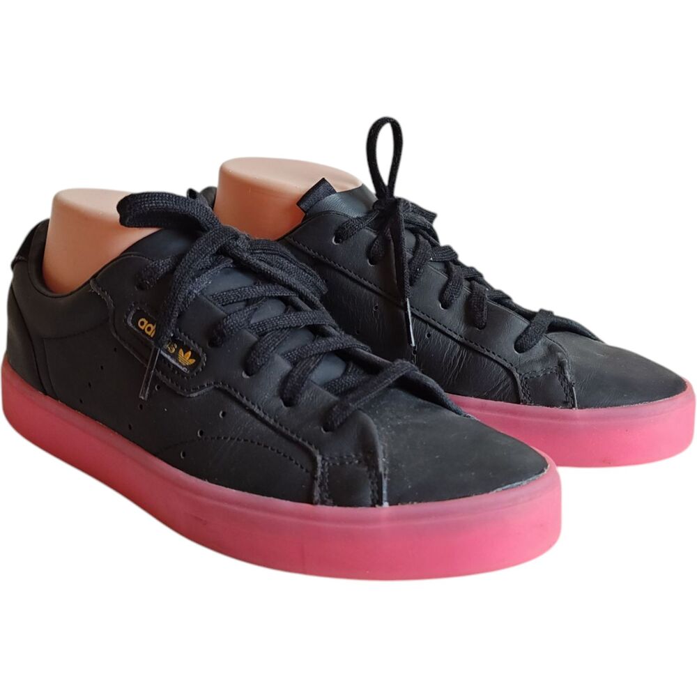 Adidas Sleek Black Super Pink G27341 Women's Size 9 Sneakers Low Top Lace Up